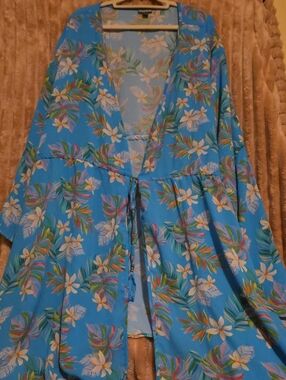 torrid Blue Tropical Floral Swim Coverup